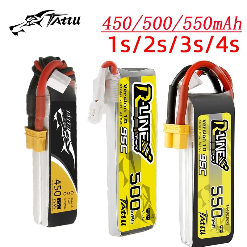 Drone Lipo Battery - 3Pcs NEW TATTU 450/500/550mAh 75/95C 3.7/3.8/7.4/11.1/14.8V