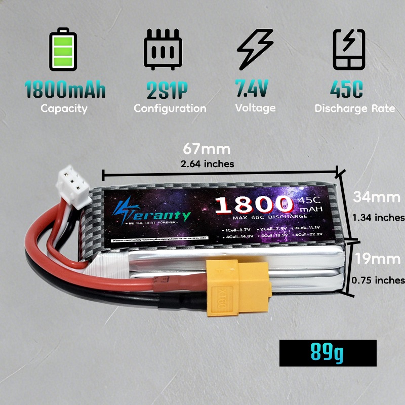 TERANTY 2S 3S 4S 1800mAh Lipo  - Drone Lipo Battery 评论和价格